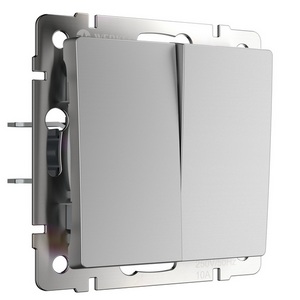 Изображение товара Выключатель двухклавишный Werkel W1120006 (серебряный)
