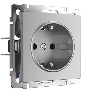 Изображение товара Розетка с заземлением и шторками (серебряный) IP31 Werkel W1171106 (a050891)