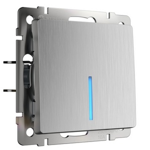 Изображение товара Выключатель одноклавишный с подсветкой Werkel W1110109 (серебряный рифленый)