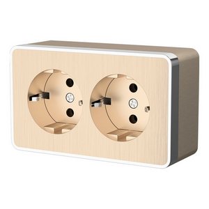 Изображение товара Розетка накладная двойная с заземлением Gallant (шампань рифленый) Werkel W5072110 (a051037)