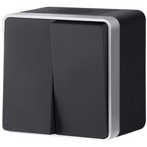 Изображение товара Выключатель двухклавишный влагозащищенный Gallant Werkel W5020234 (черный с серебром)