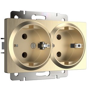 Изображение товара Розетка встраиваемая двойная с заземлением (шампань рифленый) Werkel W1172010 (a051432)