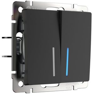 Изображение товара Выключатель встраиваемый двухклавишный с подсветкой (черный матовый) Werkel W1120108 (a051619)