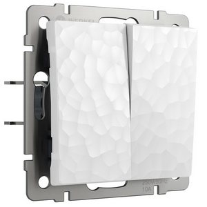 Изображение товара Выключатель встраиваемый двухклавишный (hammer белый) Werkel W1220001 (a052031)