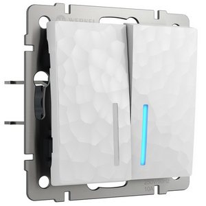 Изображение товара Выключатель встраиваемый двухклавишный с подсветкой (hammer белый) Werkel W1220101 (a052034)