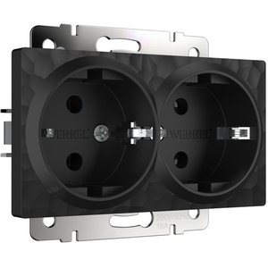 Изображение товара Розетка встраиваемая двойная с заземлением (hammer черный) Werkel W1272008 (a052050)