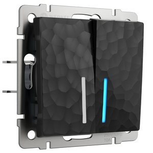 Изображение товара Выключатель встраиваемый двухклавишный с подсветкой (hammer черный) Werkel W1220108 (a052062)