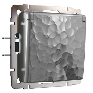 Изображение товара Розетка встраиваемая влагозащ. с зазем. с защит. крышкой и шторками (hammer серебряный) IP44 Werkel W1271206 (a052077)