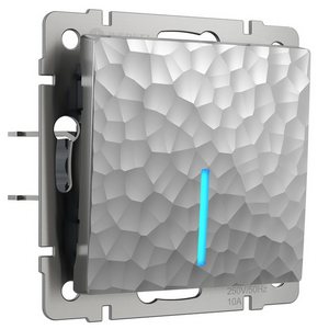 Изображение товара Выключатель встраиваемый одноклавишный с подсветкой (hammer серебряный) Werkel W1210106 (a052082)