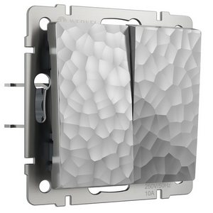 Изображение товара Выключатель встраиваемый двухклавишный (hammer серебряный) Werkel W1220006 (a052083)