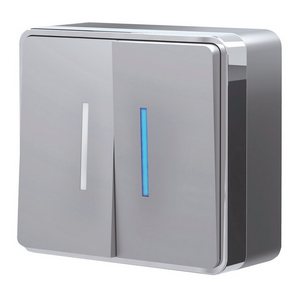 Изображение товара Выключатель накладной двухклавишный с подсветкой Gallant (серебряный) Werkel W5020106 (a052770)