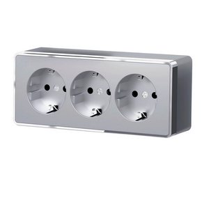 Изображение товара Розетка накладная тройная с заземлением и шторками Gallant (серебряный) Werkel W5073106 (a052777)