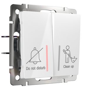 Изображение товара Выключатель встраиваемый двухклавишный для отелей с подсветкой (белый) Werkel W1120801 (a054307)