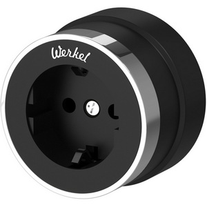 Изображение товара Розетка с заземлением Vintage (черный матовый/хром) Werkel W5871051 (a055919)