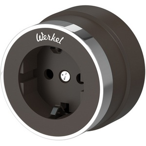 Изображение товара Розетка с заземлением Vintage (мокко матовый/хром) Werkel W5871052 (a055927)