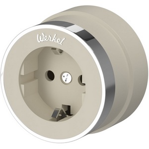 Изображение товара Розетка с заземлением Vintage (слоновая кость матовый/хром) Werkel W5871055 (a055930)