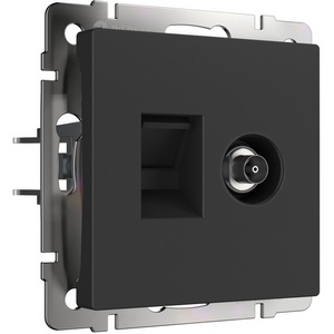 Изображение товара Розетка встраиваемая ТВ+Ethernet RJ-45 6 cat.(черный матовый) Werkel W1181308 (a056112)