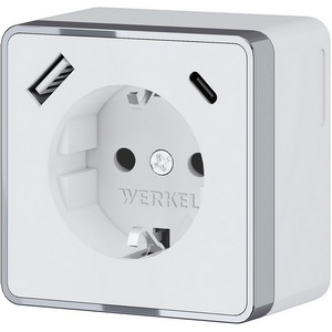 Изображение товара Розетка с заземлением, шторками и USB тип A+C Gallant (белый) Werkel W5071701 (a057698)