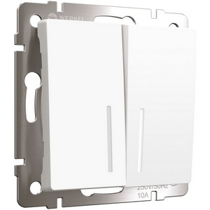 Изображение товара Выключатель двухклавишный с подсветкой (белый матовый) Werkel W1120161 (a059273)