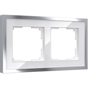 Изображение товара Рамка на 2 поста Baguette (белый/серебро) Werkel W0022850 (a060231)