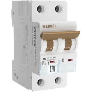 Изображение товара Автоматический выключатель 2P 32 A C 6 кА Werkel W902P326 (a062544)