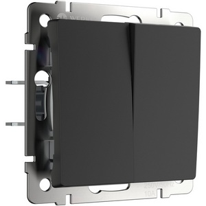 Изображение товара Выключатель двухклавишный с самовозвратом (черный матовый) Werkel W1122408 (a062575)