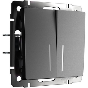 Изображение товара Выключатель встраиваемый двухклавишный проходной с подсветкой (графит матовый) Werkel W1122164 (a063102)