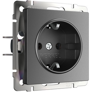 Изображение товара Розетка встраиваемая с заземлением и шторками (графит матовый) IP31 Werkel W1171164 (a063104)