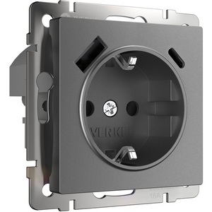 Изображение товара Розетка встраиваемая с заземлением,шторками и USB Type A+С (графит матовый) Werkel W1171764 (a063106)