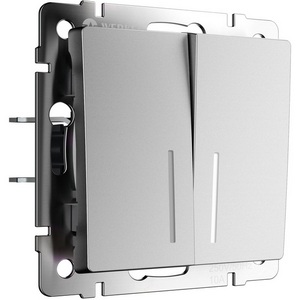 Изображение товара Выключатель встраиваемый двухклавишный с подсветкой (серебряный матовый) Werkel W1120165 (a063610)
