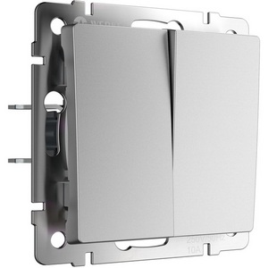 Изображение товара Выключатель встраиваемый двухклавишный проходной (серебряный матовый) Werkel W1122065 (a063611)