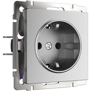Изображение товара Розетка встраиваемая с заземлением (серебряный матовый) Werkel W1171065 (a063612)