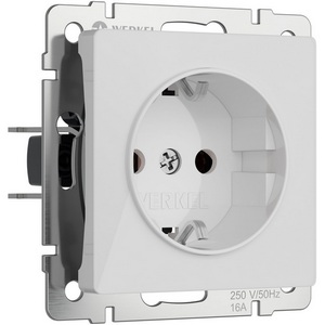 Изображение товара Розетка встраиваемая с заземлением и шторками (белый акрил) Werkel W1171141 (a064012)