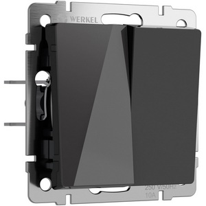 Изображение товара Выключатель встраиваемый двухклавишный (черный акрил) Werkel W1120048 (a064037)