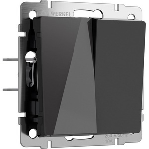 Изображение товара Выключатель встраиваемый двухклавишный проходной (черный акрил) Werkel W1122048 (a064039)