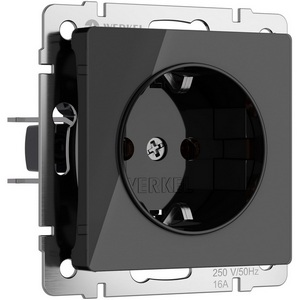 Изображение товара Розетка встраиваемая с заземлением (черный акрил) Werkel W1171048 (a064041)