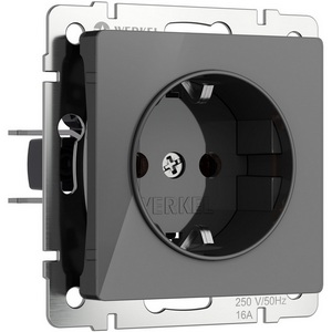 Изображение товара Розетка встраиваемая с заземлением и шторками (графит акрил) IP31 Werkel W1171144 (a064091)