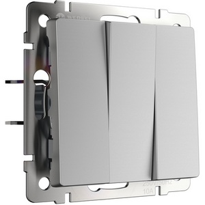Изображение товара Выключатель встраиваемый трехклавишный (серебряный матовый) Werkel W1130065 (a066803)