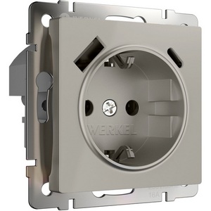 Изображение товара Розетка с заземлением, шторками и USB Type A+С (дымчатый) Werkel W1271704