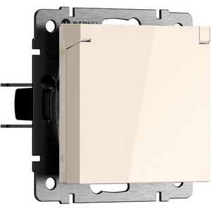 Изображение товара Розетка с заземлением и шторками c крышкой IP44 N (айвори матовый) IP44 Werkel W1171262 (a069587)