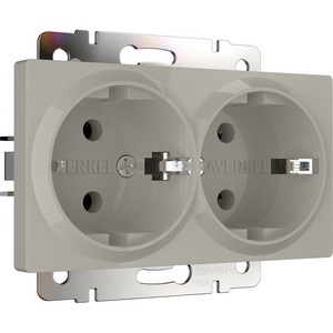 Изображение товара Розетка двойная с заземлением (дымчатый) Werkel W1272004