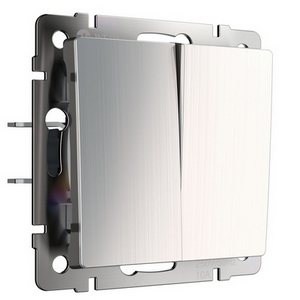 Изображение товара Выключатель встраиваемый двухклавишный проходной (глянцевый никель) Werkel W1122002 (a051085)