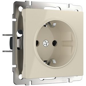 Изображение товара Розетка встраиваемая с заземлением, безвинтовой зажим (слоновая кость) Werkel W1171303 (a051478)