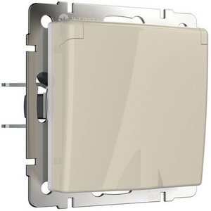 Изображение товара Розетка встраиваемая влагозащ. с зазем. с защит. крышкой и шторками (слоновая кость) IP44 Werkel W1171203 (a051491)