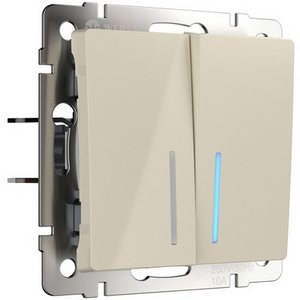 Изображение товара Выключатель встраиваемый двухклавишный с подсветкой (слоновая кость) Werkel W1120103 (a051471)