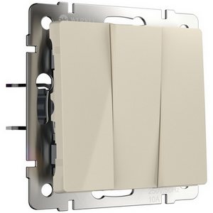 Изображение товара Выключатель встраиваемый трехклавишный (слоновая кость) Werkel W1130003 (a051488)