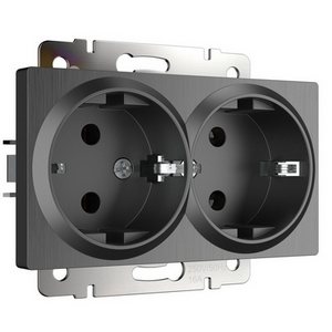 Изображение товара Розетка встраиваемая двойная с заземлением (графит рифленый) Werkel W1172004 (a050745)