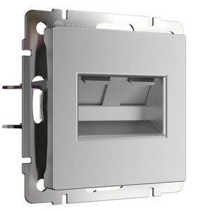 Изображение товара Розетка встраиваемая двойная Ethernet RJ-45 (серебряный) (a051523) Werkel механизмы серебряные W1181106