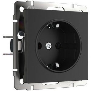 Изображение товара Розетка встраиваемая с заземлением, безвинтовой зажим (черный матовый) Werkel W1171308 (a051618)