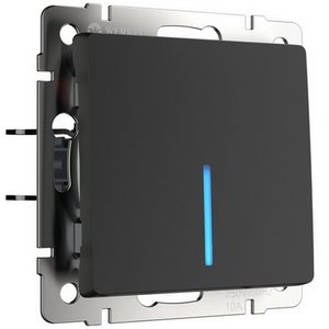 Изображение товара Выключатель встраиваемый одноклавишный с подсветкой (черный матовый) Werkel W1110108 (a051599)